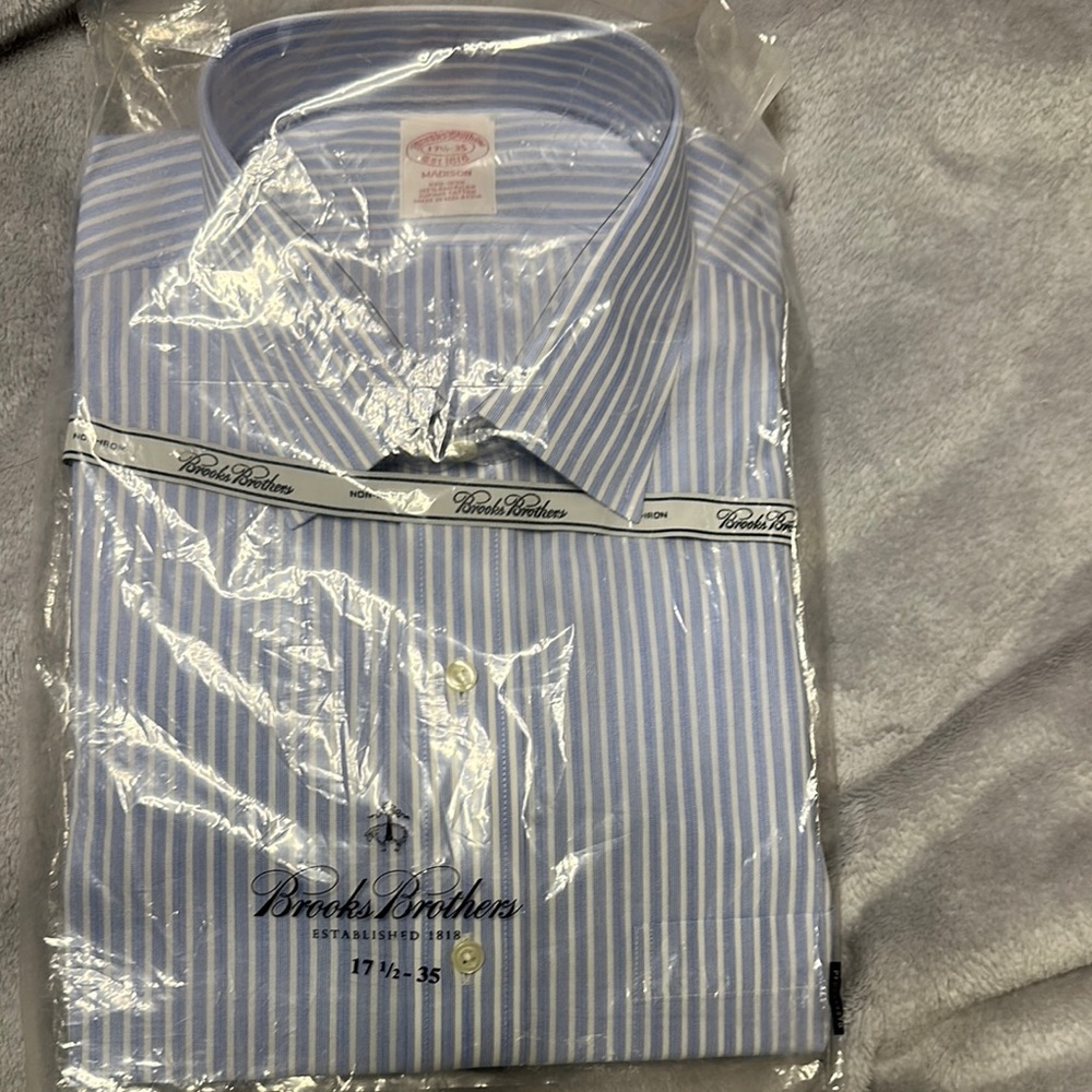 Brooks Brothers Blue and White Striped Dress Shirt